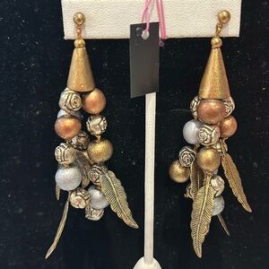 Vintage Silver, Gold and Bronze Statement Earrings-Boutique